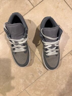 Jordan Gray Mid-Top Sneakers with White Laces